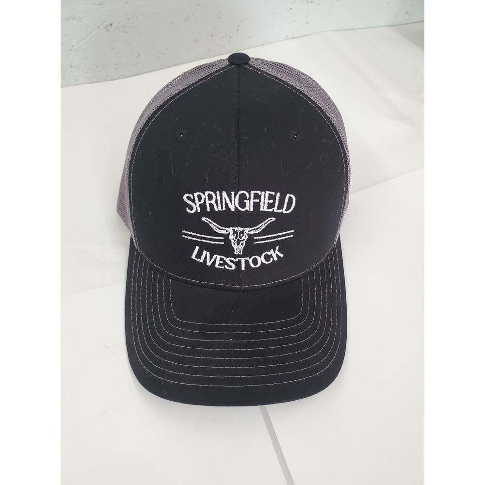 Richardson 112 Springfield Livestock Trucker Hat Black Grey Snapback Cap Mens